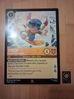 Lorcana Oversized jumbo promo Card Rare Stitch Carefree Snowboarder Giant Disney - Image 2