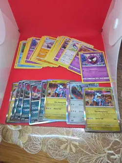 LOT 14: Pokemon Tcg Bundle Lot Vary Conditions Holo Reverse Holos Bulk 60+ Cards - Image 1