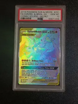 Charizard & Braixen GX 251/236 Cosmic Eclipse PSA 10 GEM MINT Pokemon Card - Image 1