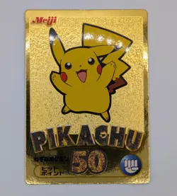[NM-Exc] Meiji Pikachu Pokemon TCG Promo Gold getcard Japanese / Aus - Image 1