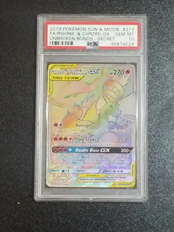 Reshiram & Charizard GX 217/214 Unbroken Bonds PSA 10 GEM MINT Pokemon Card - Image 1