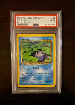 Pokemon 2000 Neo Discovery 1st Edition Poliwag 62/75 PSA 9 MINT - Image 1