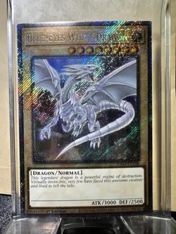 Yugioh! TCG - Blue-Eyes White Dragon (8th Art) - Platinum Secret Rare RA04-EN108 - Image 1