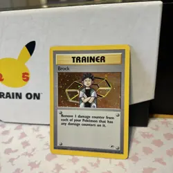 Pokemon TCG WOTC Holo Trainer Card #15/132 Brock Gym Heroes Unlimited Rare LP+ - Image 3