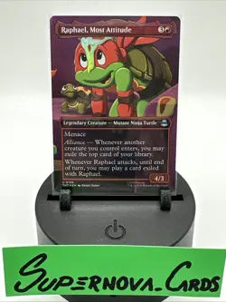 Raphael, Most Attitude (Borderless) #199 (Foil) (NM) TMT Magic MTG - Image 1