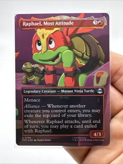 Raphael, Most Attitude (Borderless) #199 (Foil) (NM) TMT Magic MTG - Image 2