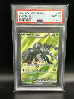 2024 Pokemon Surging Sparks Durant EX #215 Ultra Rare PSA 10 Card GEM MINT - Image 1