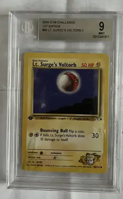 GYM CHALLENGE 1ST #86 2000 Pokemon LT. SURGE'S VOLTORB psa 9 MINT - Image 1