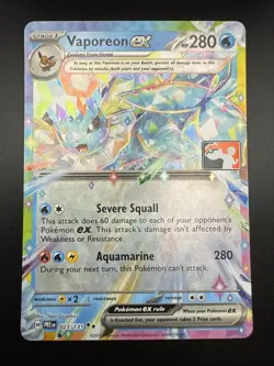 Pokemon Play Pokemon Prize Pack Series 7 Vaporeon EX 023/131 PROMO NM/M Unplayed - Image 3