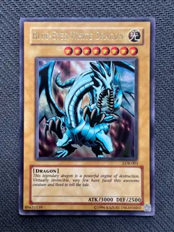 Yugioh Blue-Eyes White Dragon Unlimited Edition Ultra Rare LOB-001 LP/NM - Image 1
