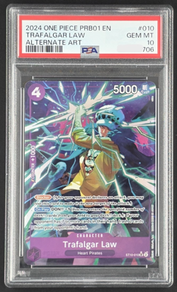 One Piece (PRB01) ST10-010 SR ALT ART Trafalgar Law PSA10 English - Image 1