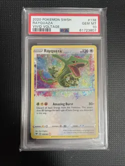 Pokemon TCG Rayquaza Amazing Rare Card #138/185 Vivid Voltage PSA 10 - Image 1
