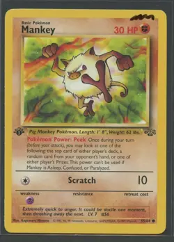 Mankey 1. Edition | Jungle 55/64 | Pokemon Karte EN NM Menki 1999 - Image 1
