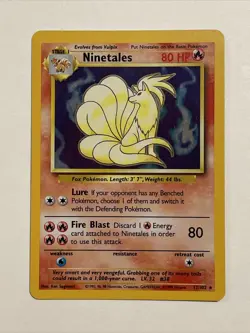 1999 Pokemon Shadowless Ninetails 12/102 Base Set Holo - NM LP - Image 1