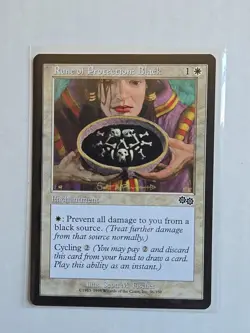 Rune of Protection: Black - Urza's Saga - LP - MTG Magic - Common - Enchantment - Image 1