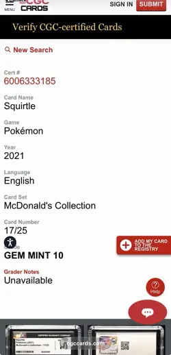 CGC 10 Gem Mint - Squirtle 17/25 - McDonalds 2021 Promo - English Pokemon TCG - Image 3