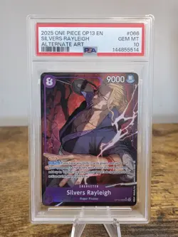 2025 ONE PIECE OP13-CARRYING ON HIS WILL #066 SILVERS RAYLEIGH ALT ART PSA 10 - Image 1