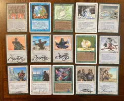 Magic The Gathering ~ SiGNED Lot of 15 Cards ~ Maddocks Foglio Poole Beard Etc - Image 1