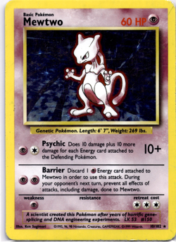 Pokemon TCG Mewtwo 010/102 Base Set Holo Rare Moderately Played - Image 1