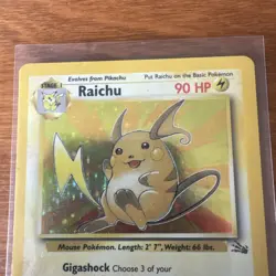 Pokemon TCG- Raichu 14/62 Holo Unlimited Fossil Set WOTC - Image 2