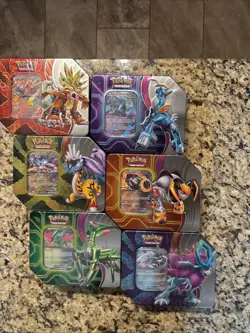 Pokemon TCG paradox Destinies Tin set (6 tins) (34packs). New never opened. - Image 1