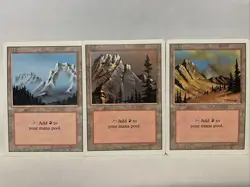 MTG x3 Mountain A B C variations (NM) from Revised : Magic the Gathering - Image 1