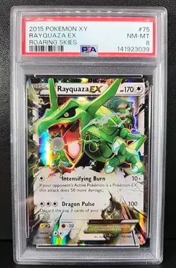 Rayquaza EX 75/108 XY Roaring Skies 2015 Holo Rare Pokemon Card PSA 8 NM-MT - Image 1