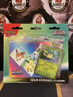 Pokemon TCG: Prismatic Evolutions 3-Pack Blister Tech Sticker Collection Leafeon - Image 1