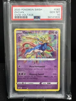 Pokemon 2020 Zacian 082/185 Amazing Rare Vivid Voltage GEM MINT PSA 10 - Image 1