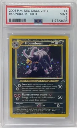 Houndoom Holo Rare 2001 Neo Discovery Unlimited Pokemon 4/75 PSA 9 MINT GRADED - Image 1