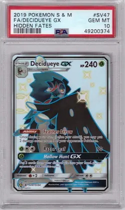 PSA 10 DECIDUEYE GX SV47/SV94 FULL ART SHINY HIDDEN FATES POKEMON ✨ - Image 1