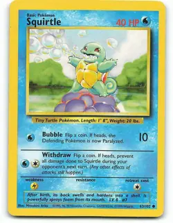 POKEMON CARD SQUIRTLE 63/102 NO 007 TINY TURTLE POKEMON TCG CCG - Image 1