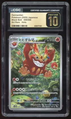 CGC 10 Pristine Darmanitan 099/086 AR Art Rare Black Bolt sv11B Pokemon Card - Image 1