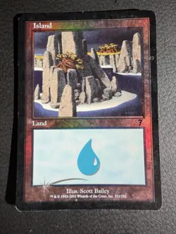 1x MTG Island Foil 332 7th Edition MP - Image 1