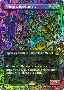NM Borderless Foil Bebop & Rocksteady, MTG, TMNT, Magic the Gathering, 204 - Image 1