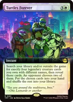 NM Extended Art Foil Turtles Forever, MTG, TMNT, Magic the Gathering, 261 - Image 1