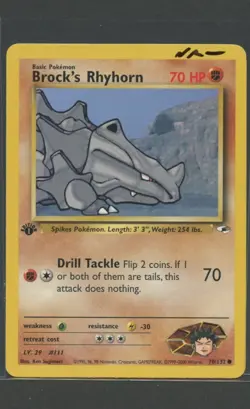 Brock's Rhyhorn 1. Edition | Gym Heroes 70/132 | Pokemon Karte EN NM- Rihorn - Image 1