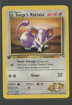 Lt. Surge's Rattata 1. Edition | Gym Heroes 82/132 | Pokemon Karte EN NM- 2000 - Image 1