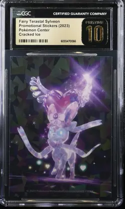 2023 POKEMON CENTER STICKERS CRACKED ICE FAIRY TERASTAL SYLVEON CGC 10 PRISTINE - Image 1