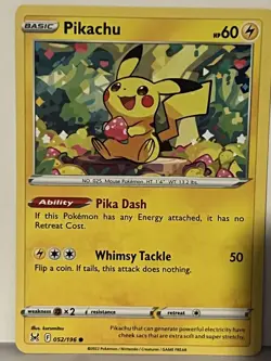 Pikachu 052/196 SWSH11: Lost Origin NM Pokemon Fast Shipping - Image 1