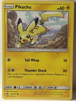 Pikachu 40/147 SM - Burning Shadows NM Pokemon Fast Shipping - Image 1