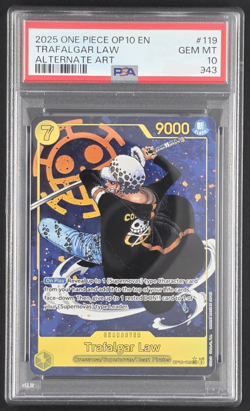 One Piece OP10-119 SEC Alt Art Trafalgar Law PSA10 English - Image 1