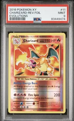 2016 Pokemon XY Charizard #11 Rev. Foil Evolutions PSA 9 MINT - Image 1