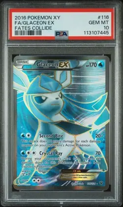 ✅ Glaceon EX 116/124 – Full Art – XY Fates Collide – PSA 10 – Pokemon 2016 - Image 1
