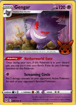 Gengar 66/196 2022 Trick Or Trade Halloween Stamp Promo Pokemon Card Holo - NM - Image 1