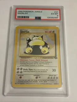 1999 Pokemon Jungle Snorlax #27/64 Non-Holo Card PSA 6 Ex-mt - Image 1