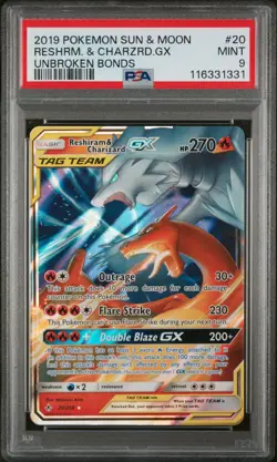 Reshiram & Charizard Gx 20/214 Unbroken Bonds Pokemon PSA 9 - Image 1