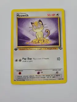 Pokemon TCG Meowth 1st Edition Jungle Set 56/64 WOTC Vintage - Image 1