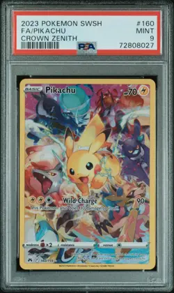2023 Pokemon Sword and Shield Crown Zenith 160 Full Art/Pikachu PSA MINT 9 - Image 1