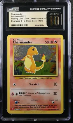 CGC 10 Pristine Charmander 001/034 Classic Collection English - Pokemon - Image 1